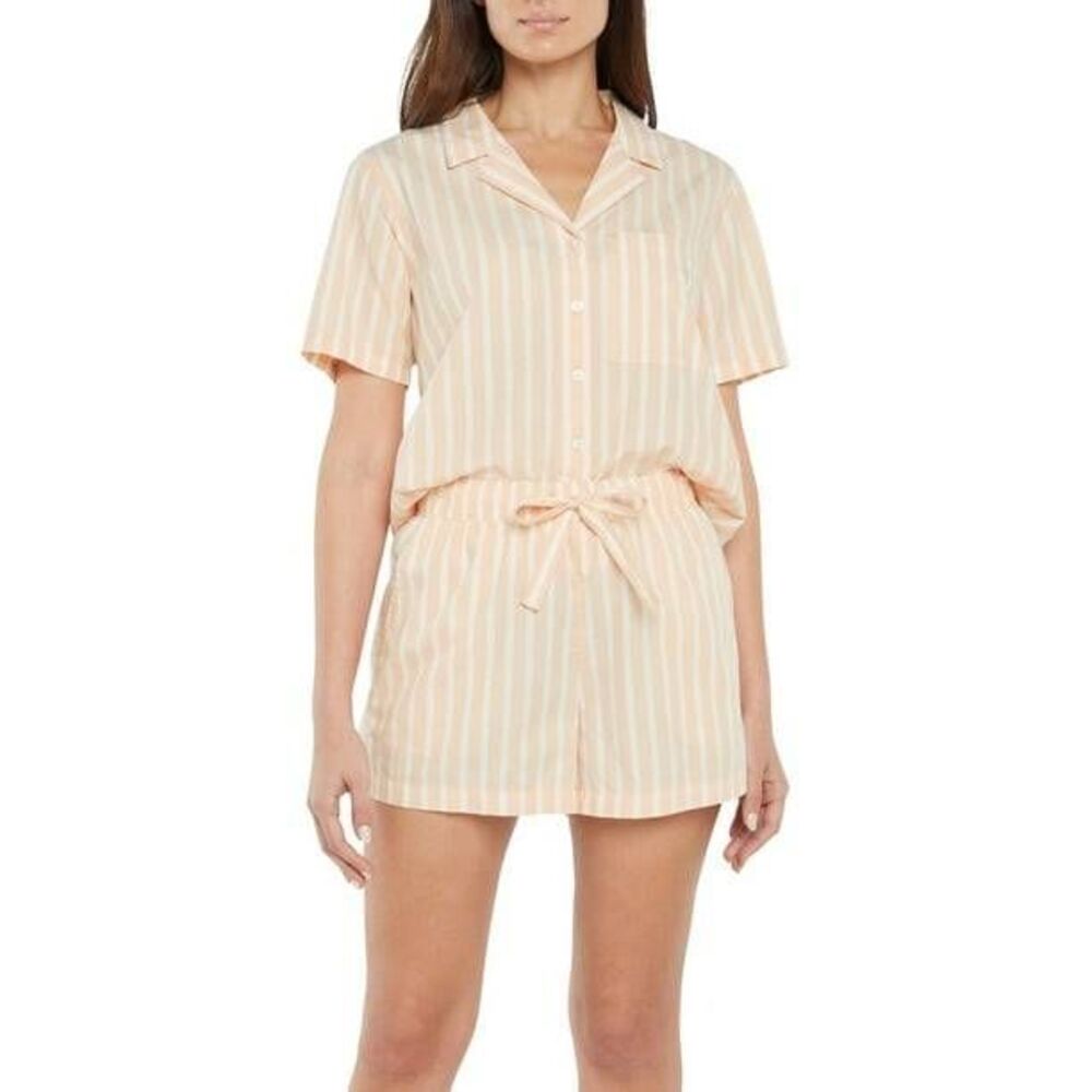 Gap Coral Stripe 2 Piece Shorts Pajama PJ Set NWOT XL Comfy Lounge Beachy